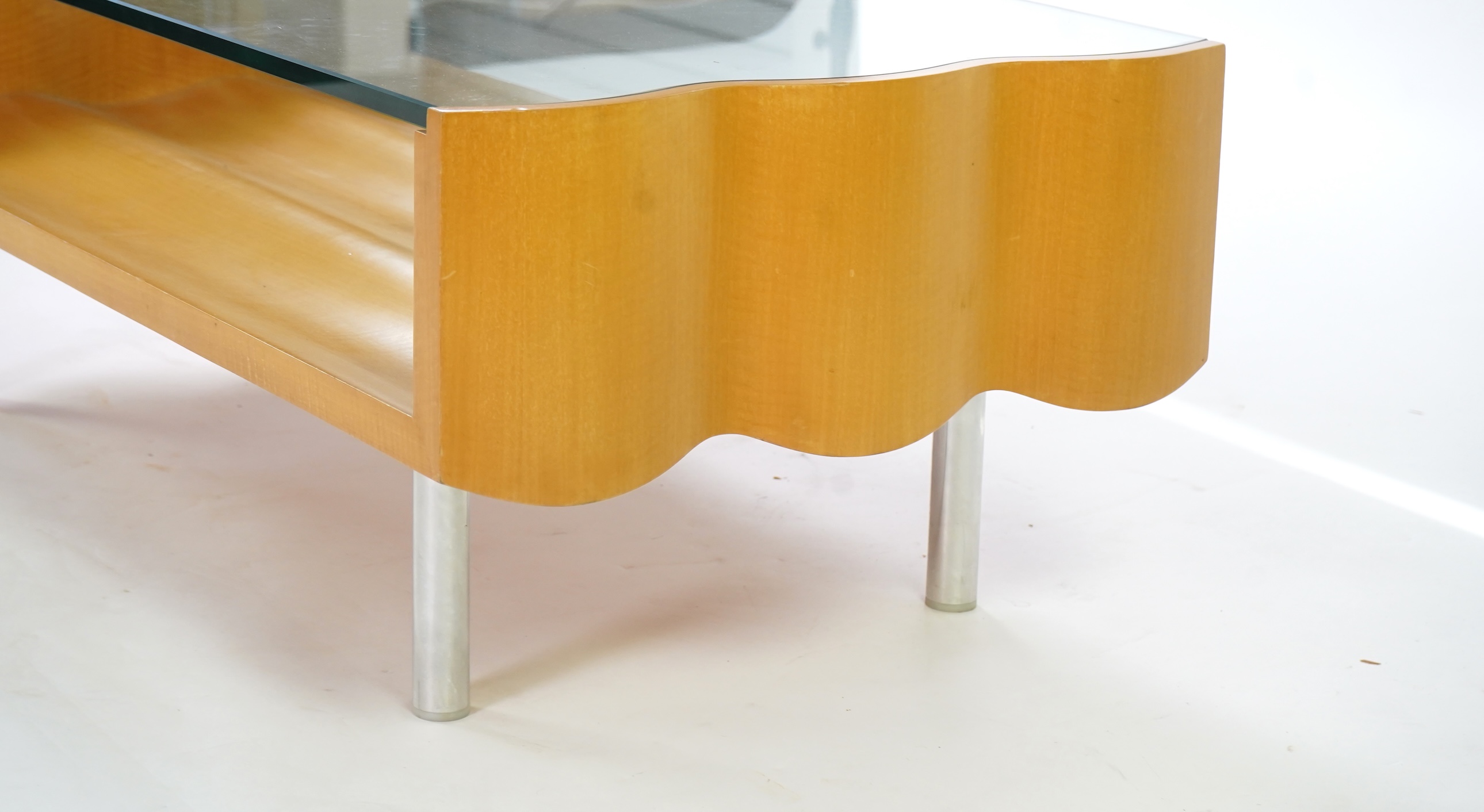 A satin birch Mid-century coffee table